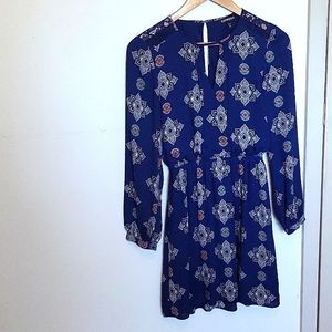 Express Navy Blue Print Dress Size XS
